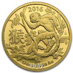 2016 Australia 1/4 oz Gold Lunar Year of the Monkey BU (RAM) SKU #93407