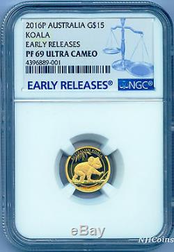 2016 Australian Koala 1/10 Oz $15 Gold Proof Coin Ngc Pf69 Australia 1500mintage