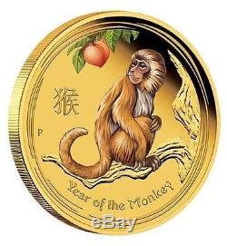 2016 Australian Lunar Series Monkey 1/10 oz gold proof coloured coin Great Gift