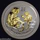 2016 Gilded Australian Monkey 2 Oz Silver Coin Lunar Series Ii, 24k Gold Gilt