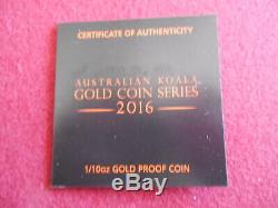 2016-P $15 Gold Australian Koala Proof Coin PCGS PF 70 DCAM First Strike withBox