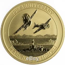 2016-P $15 Pearl Harbor Perth Mint 1/10 oz. 9999 Gold Coin WithCOA