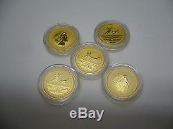 2016-P $15 Pearl Harbor Perth Mint 1/10 oz. 9999 Gold Coins Lot of 5