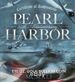 2016-P $15 Pearl Harbor Perth Mint 1/10 oz Gold eBucks