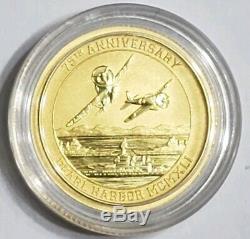2016-P 1/10 Oz Gold Australia $15 PEARL HARBOR. 9999 Coin