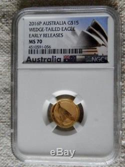 2016 P Australia Gold Wedge Tailed Eagle (1/10 oz) $15 NGC MS70 Early Releases