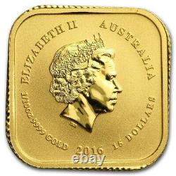 2016 Perth Mint Australian Gold Square MAP 1/10 OZ $15 Coin Excellent Specimen