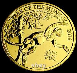 2016 Perth Royal Mint Proof Gold Coin Lunar Monkey 1/4 Oz