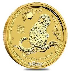 2016 Perth mint gold lunar, yr of the monkey 1/4 ounce, 25$ BU. 9999 fine gold