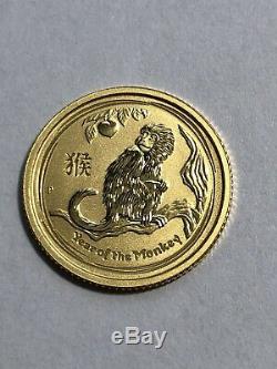2016 Year Of The Monkey Gold 1/10 oz Australian Perth Mint 1/10th Ounce Bullion