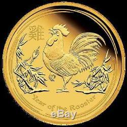 2017 $15 Australian Lunar Series Year of the Rooster 1/10 oz Gold Proof Coin