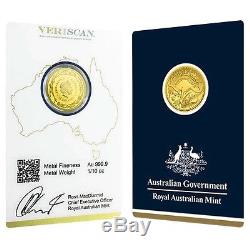 2017 1/10 oz Gold Kangaroo Coin Royal Australian Mint Veriscan. 9999 Fine In As