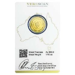 2017 1/10 oz Gold Kangaroo Coin Royal Australian Mint Veriscan. 9999 Fine In As