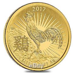 2017 1/10 oz Gold Lunar Year of the Rooster Coin. 9999 Fine BU Australian Roya
