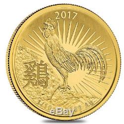 2017 1/10 oz Gold Lunar Year of the Rooster Coin. 9999 Fine BU Royal