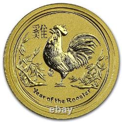 2017 1/20thOZ. PURE. 9999 GOLD YEAR of the ROOSTER PERTH MINT GEM $198.88