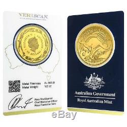 2017 1/2 oz Gold Kangaroo Coin Royal Australian Mint Veriscan. 9999 Fine In Ass