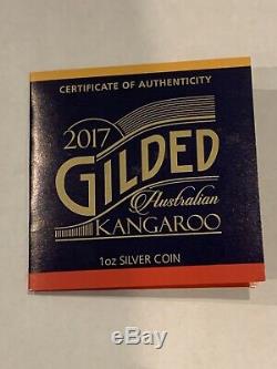 2017 1 oz Australian Silver Kangaroo Coin (Gilded, BU with CoA)