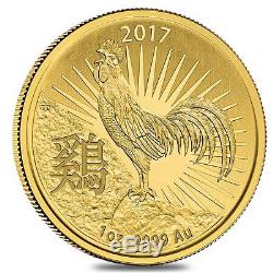 2017 1 oz Gold Lunar Year of the Rooster Coin. 9999 Fine BU Australian Royal M