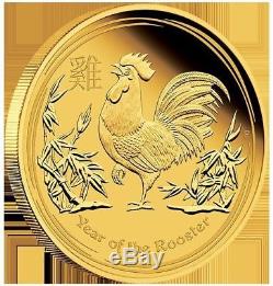 2017 $25 Australian Lunar Series Year of the Rooster 1/4 oz Gold Proof Coin