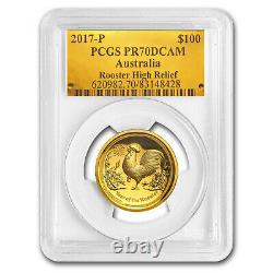 2017 2-Pc 1 oz Gold & Silver High Relief Rooster Set PR-70 PCGS SKU#132353