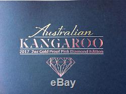 2017 $500 Australian Kangaroo Pink Diamond Edition 2oz Gold Proof Coin