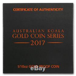 2017 Australia 1/10 oz Gold Koala Proof SKU #152523