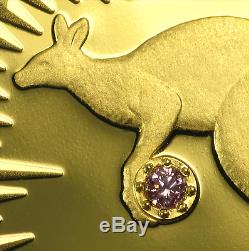 2017 Australia 2 oz Gold Proof Kangaroo Pink Diamond Edition
