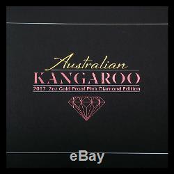 2017 Australia 2 oz Gold Proof Kangaroo Pink Diamond Edition