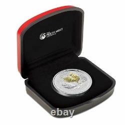 2017 Australia Lunar Year of the Rooster GILDED 1oz SIlver $1 Coin with OGP Gilt