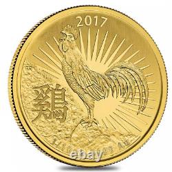 2017 Australia RAM Lunar Series Year Of The Rooster 1/10 oz Gold Coin In Capsule