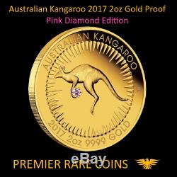 2017 Australian Kangaroo 2oz Gold Proof Pink Diamond