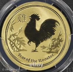 2017-P $100 Gold PCGS MS70 FS Australia First Strike Year of the Rooster Lunar