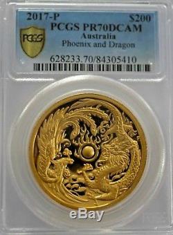 2017 Perth Mint 2oz Gold Phoenix & Dragon PCGS Graded PR70DCAM