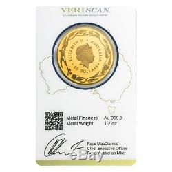 2018 1/2 oz Gold Kangaroo Coin Royal Australian Mint Veriscan. 9999 Fine In