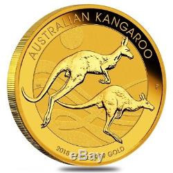 2018 1/4 oz Australian Gold Kangaroo Perth Mint Coin. 9999 Fine BU In Cap