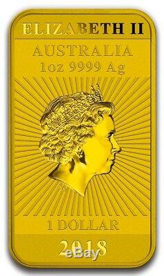 2018 1 Oz Silver $1 AUSTRALIAN DRAGON Coin WITH 24K GOLD GILDED