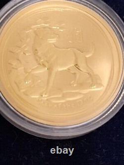 2018 $25 Australia Year Of Dog 1/4 Ounce 24 Karat Gold Minted By Perth Mint