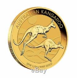 2018 $50 1/2oz Gold Australian Kangaroo. 9999 BU