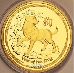 2018 Australia 1 Oz 9999 Gold Proof Coin Year of the Dog Perth Lunar II Series