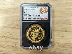 2018 Australia 1 oz Gold Coin Dragon & Phoenix $100 MS 70 Early Release RARE NGC