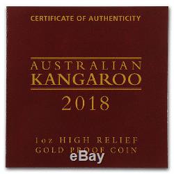 2018 Australia 1 oz Gold Kangaroo Proof (High Relief, Box & COA) SKU#170636