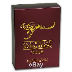 2018 Australia 1 oz Gold Kangaroo Proof (High Relief, Box & COA) SKU#170636