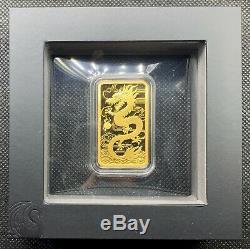 2018 Gold 1 oz Dragon Proof Square Coin Perth Mint. 9999 Fine New Box & COA