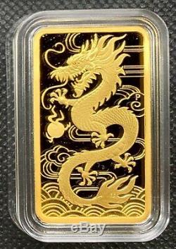 2018 Gold 1 oz Dragon Proof Square Coin Perth Mint. 9999 Fine New Box & COA