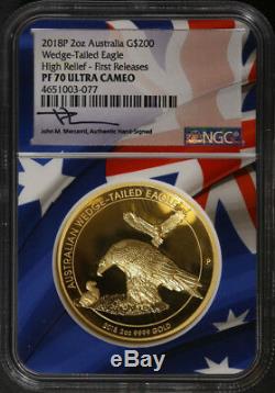 2018-P Australia $200 Gold Wedge-Tailed Eagle NGC PF70 UCAM High Relief Mercanti