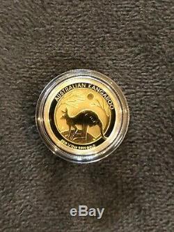 2019 1/10 oz Australian Gold Kangaroo Perth Mint Coin. 9999 Fine BU In Cap