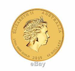 2019 $25 1/4oz Gold Australian Year of the Pig. 9999 BU