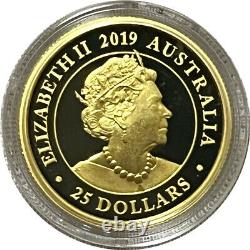 2019 $25 AUSTRALIA GOLD PROOF SOVEREIGN. 2354 OZ GEM PROOF With BOX/COA
