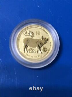 2019 $5 Australia Lunar Year of the Pig 1/20 Oz. 9999 Fine Gold Coin